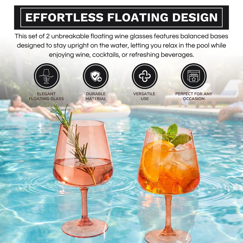 Floating Wine Glasses for Pool (18 Oz | Set of 2)