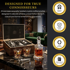Japanese Crystal Whiskey Decanter Set in Wooden Storage Box