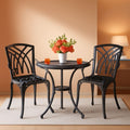 Outdoor Cast Aluminum Bistro Set 3 Piece Table And 2 Chairs Black-0