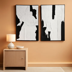 Framed 3D Textured Black And White Premium Canvas Artwork-0