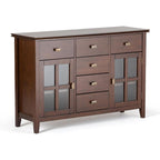 Pine Wood Sideboard Buffet Russet Brown Adjustable Shelves-1