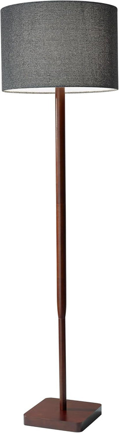 Floor Lamp Walnut Grey Shade Adjustable Fifty Eight Inch Tall-0