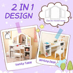 White Princess Vanity Desk Featuring Detachable Mirror-1