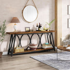 70.9 Inch Rustic Brown Industrial Grade Console Table-1