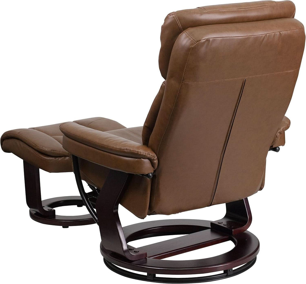 Leathersoft Recliner With Ottoman Palimino Swivel-3
