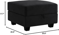 Premium Velvet Black Multifunctional Storage Ottoman-2