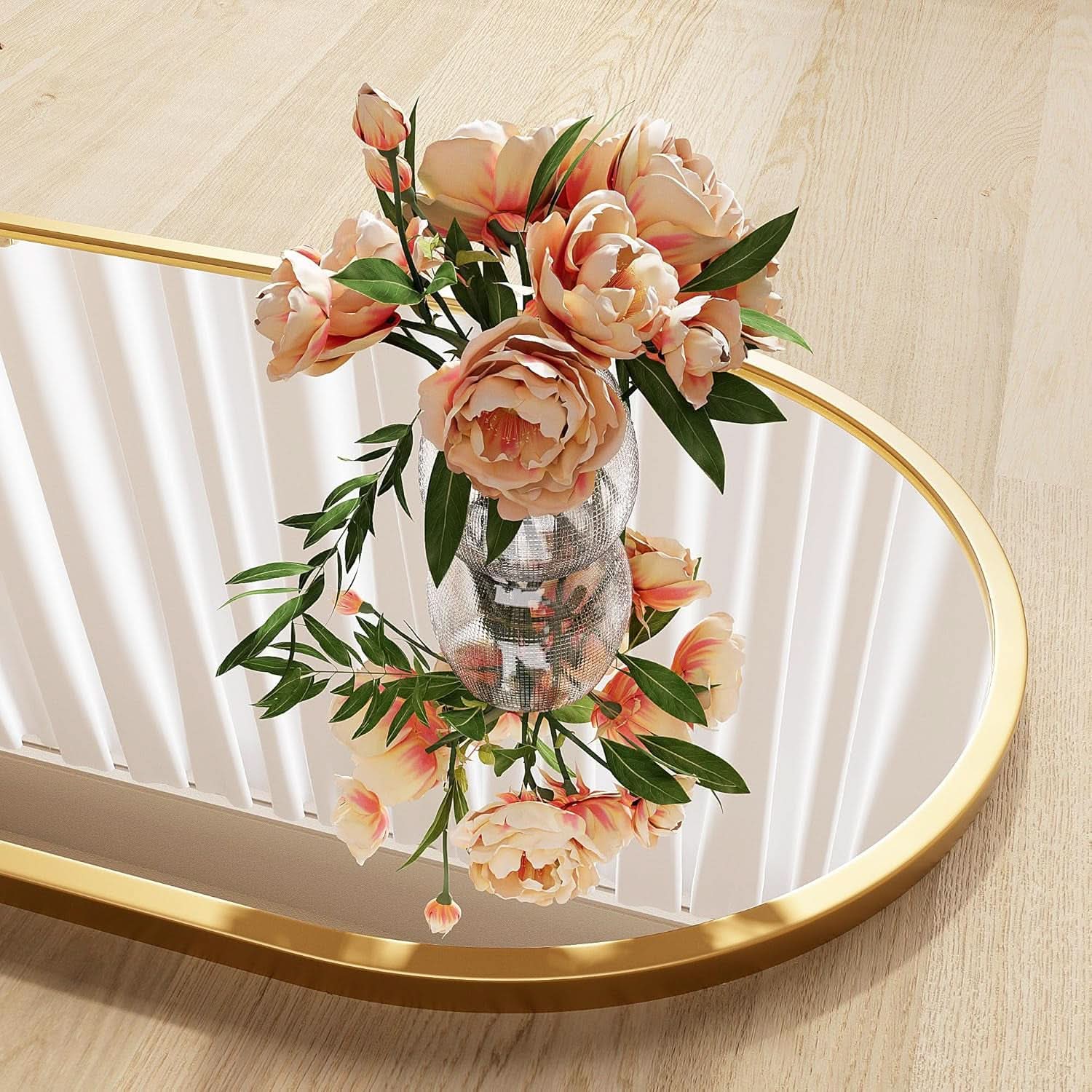 Nanoglass Arch Full Length Standing Mirror 71x26 In Gold-1