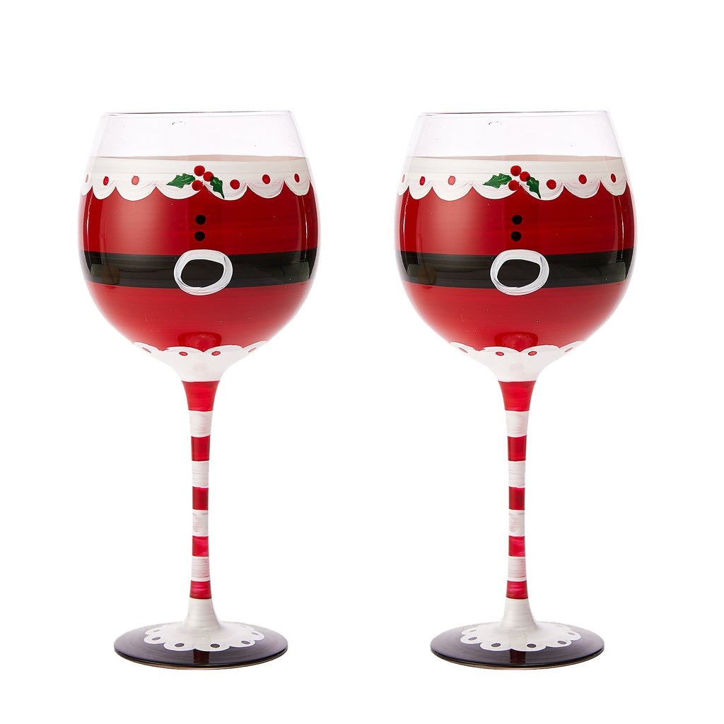 Santa's Elf Stemmed Wine & Water Glasses - Set of 2