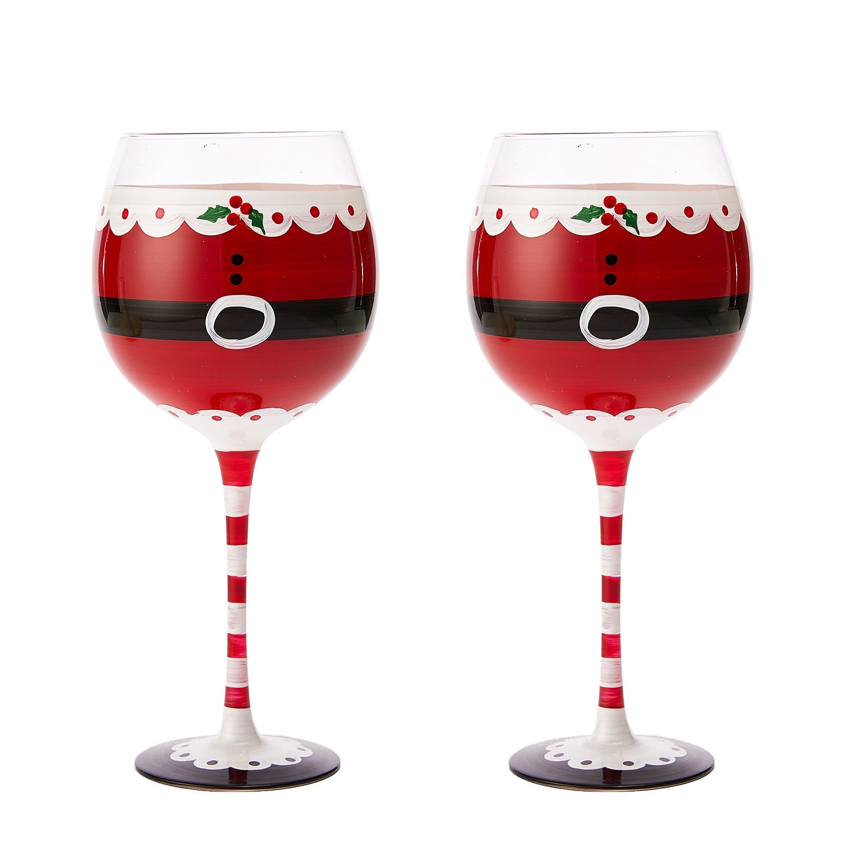 Santa's Elf Stemmed Wine & Water Glasses - Set of 2