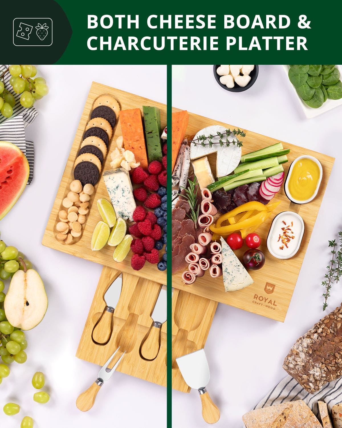 Cheese Board Set w/knives, 16.5“x11”-4