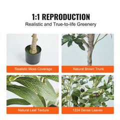 Advertisement for realistic greenery with text '1:1 Reproduction' and images of plants with moss, brown trunk, and dense leaves.
