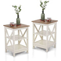 (Set of 2) 16" Compact Ivory Farmhouse End Tables-1