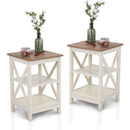 (Set of 2) 16" Compact Ivory Farmhouse End Tables-1