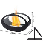 16"x9.5"H Black Metal Double Sided Oval Tabletop Fireplace-1