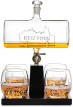 Wine & Whiskey Decanter Set 1100ml with 4 Whiskey Glasses-4
