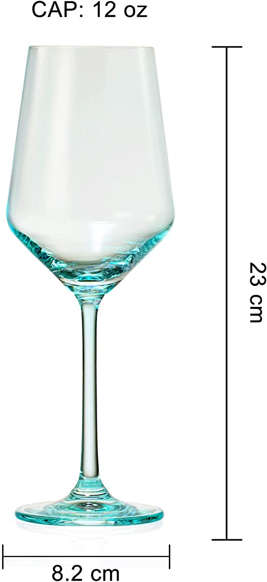 Colored Crystal Wine Glass Set of 6 - Large 12 oz (Summer)-3