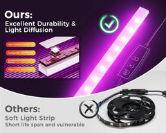 L Shaped Gaming Desk With LED Lights And Power Outlets-3