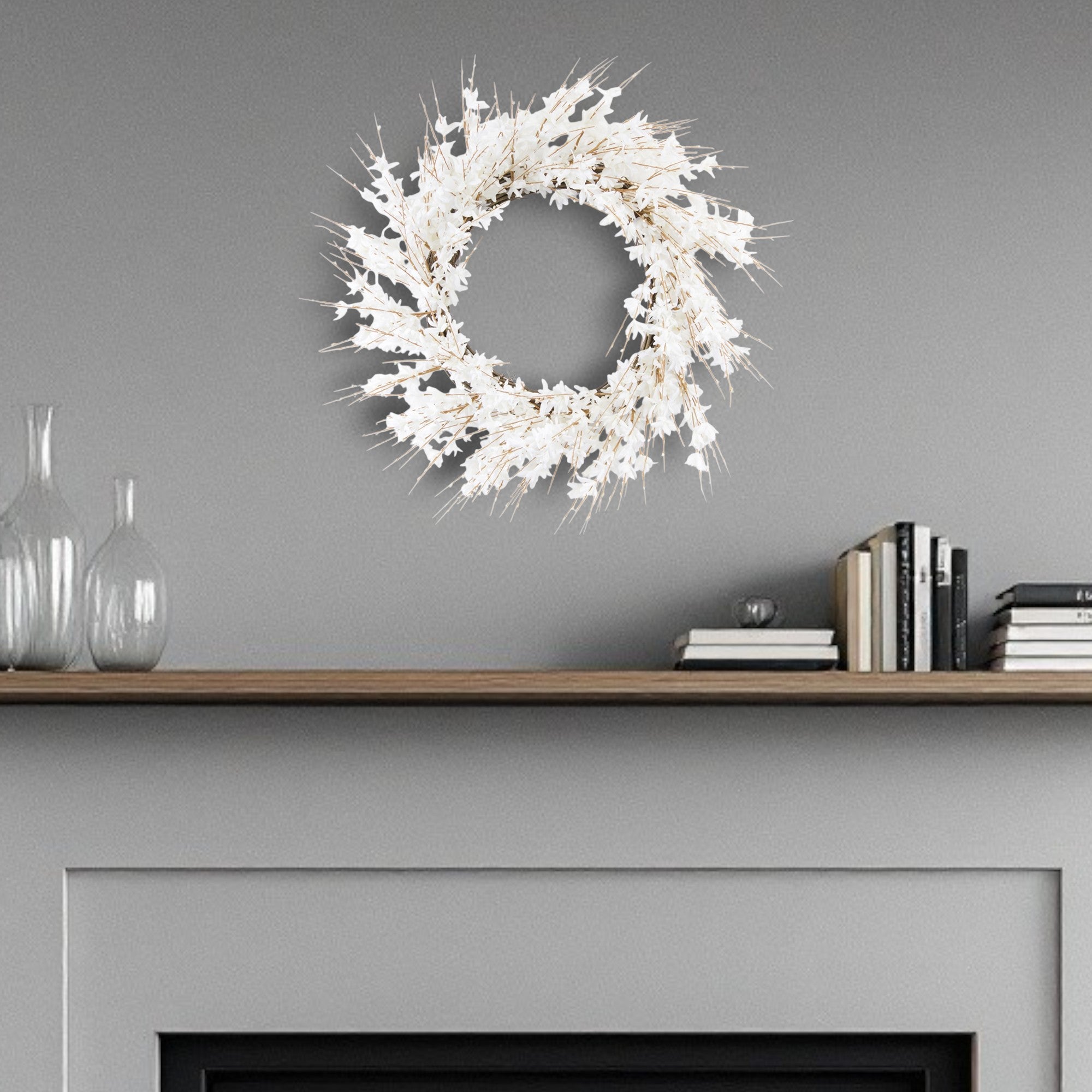 25" White Mixed Assortment Artificial Wreath-0