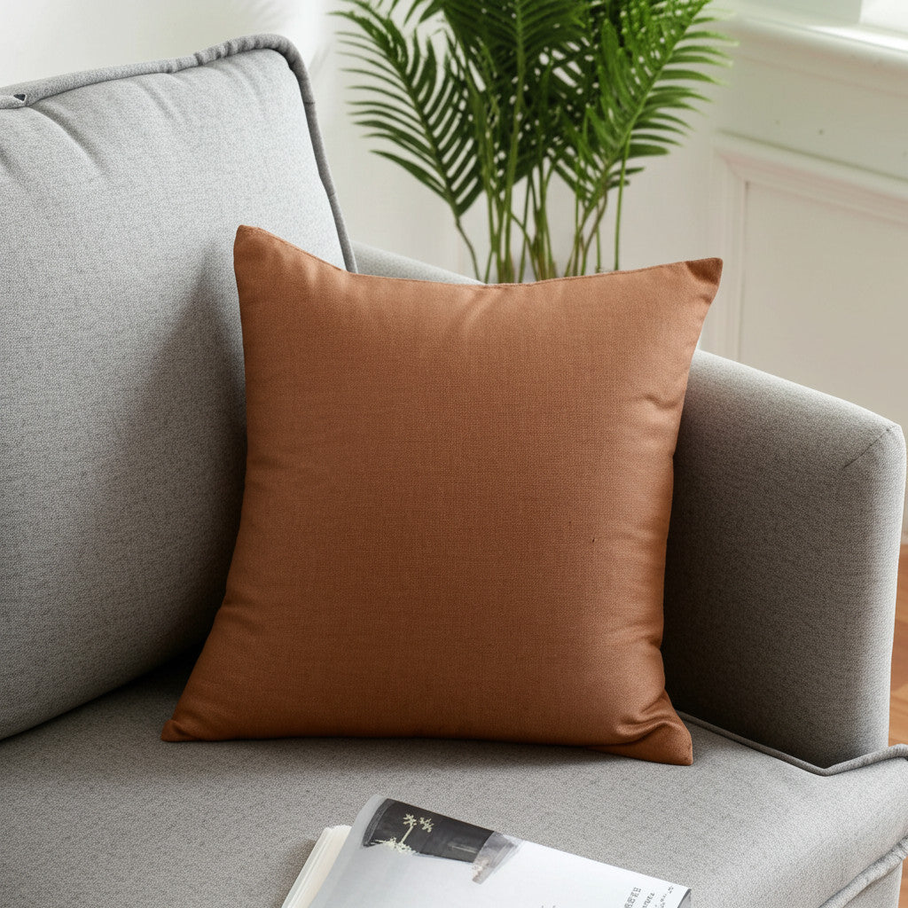 20" Brown Linen Throw Pillow-0