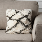 20" Black And White Fabric Geometric Throw Pillow-0