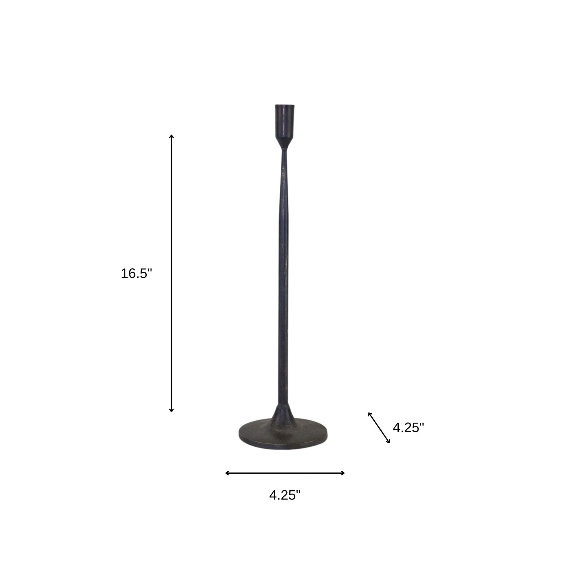 Set of Two Black Distressed Metal Tabletop Taper Candle Holders-6