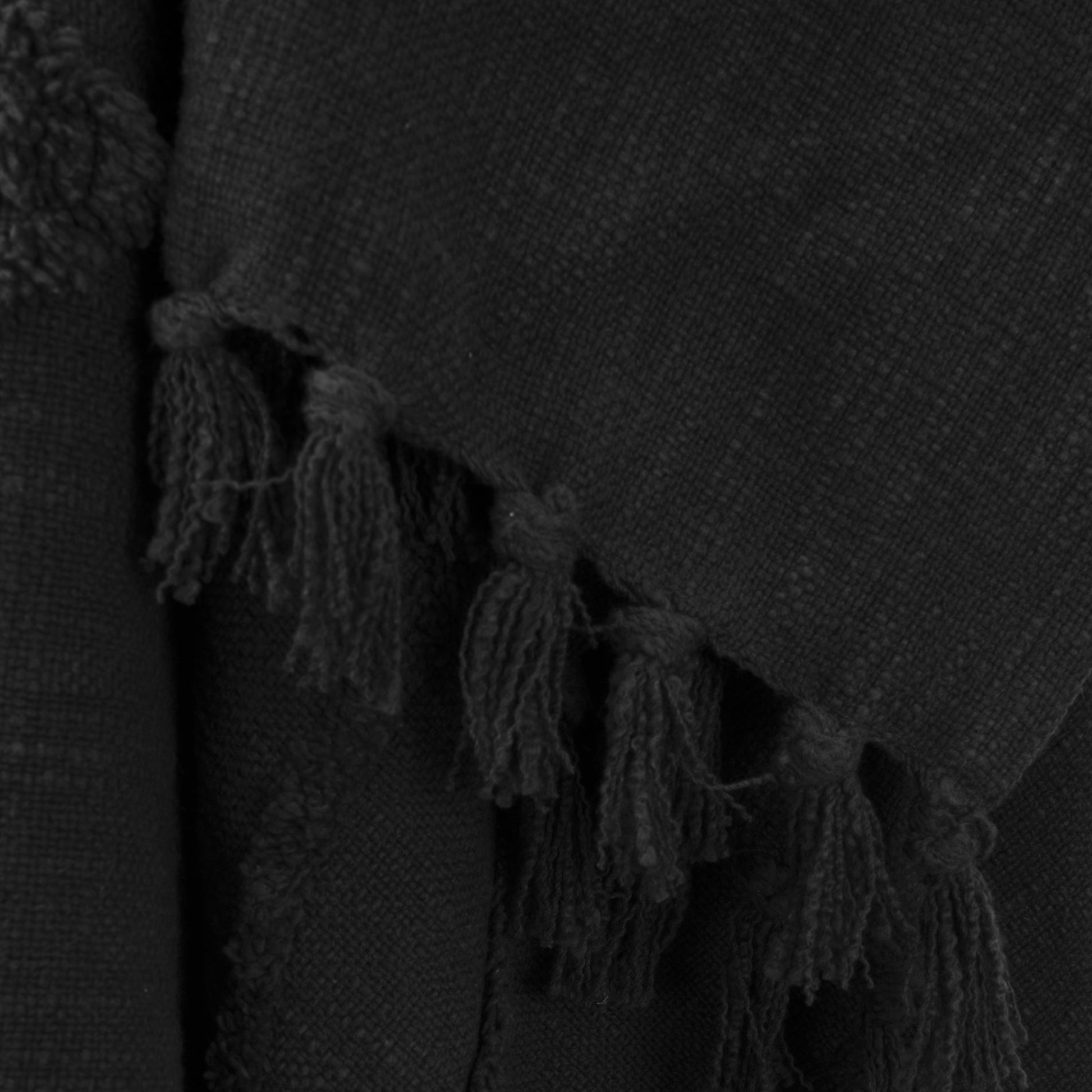 Black Woven 100% Woven Textured Cotton Throw Blanket-7