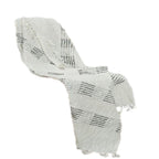 Beige and Gray Woven Cotton Throw Blanket with Fringe-1