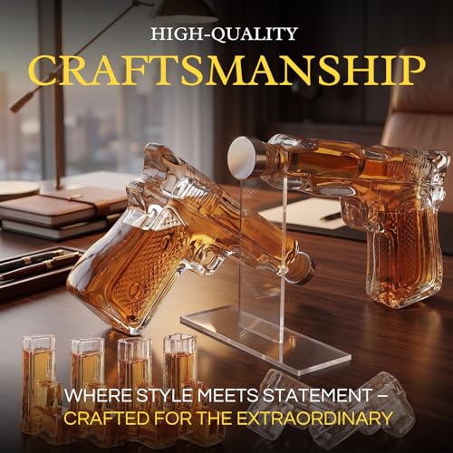 Pistol Whiskey Gun Decanter & Pistol Shot Glasses Set