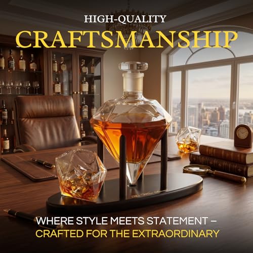 Diamond Whiskey Decanter - 2 Diamond Glasses (750 ML DECANTER)-4