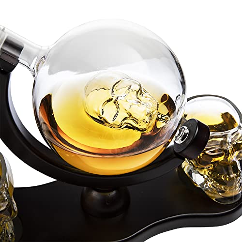 Skull Skeleton Wine & Whiskey Globe Decanter Set - 850 mL-3