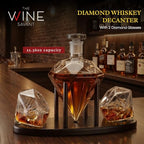Diamond Whiskey Decanter - 2 Diamond Glasses (750 ML DECANTER)-1