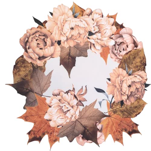 Set of 4 Waterproof Premium Placemats Thanksgiving Maple Flower Wreath-0