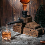 Tank Handcrafted Liquor Dispenser - Industrial Pipe Mahogany Wood-1
