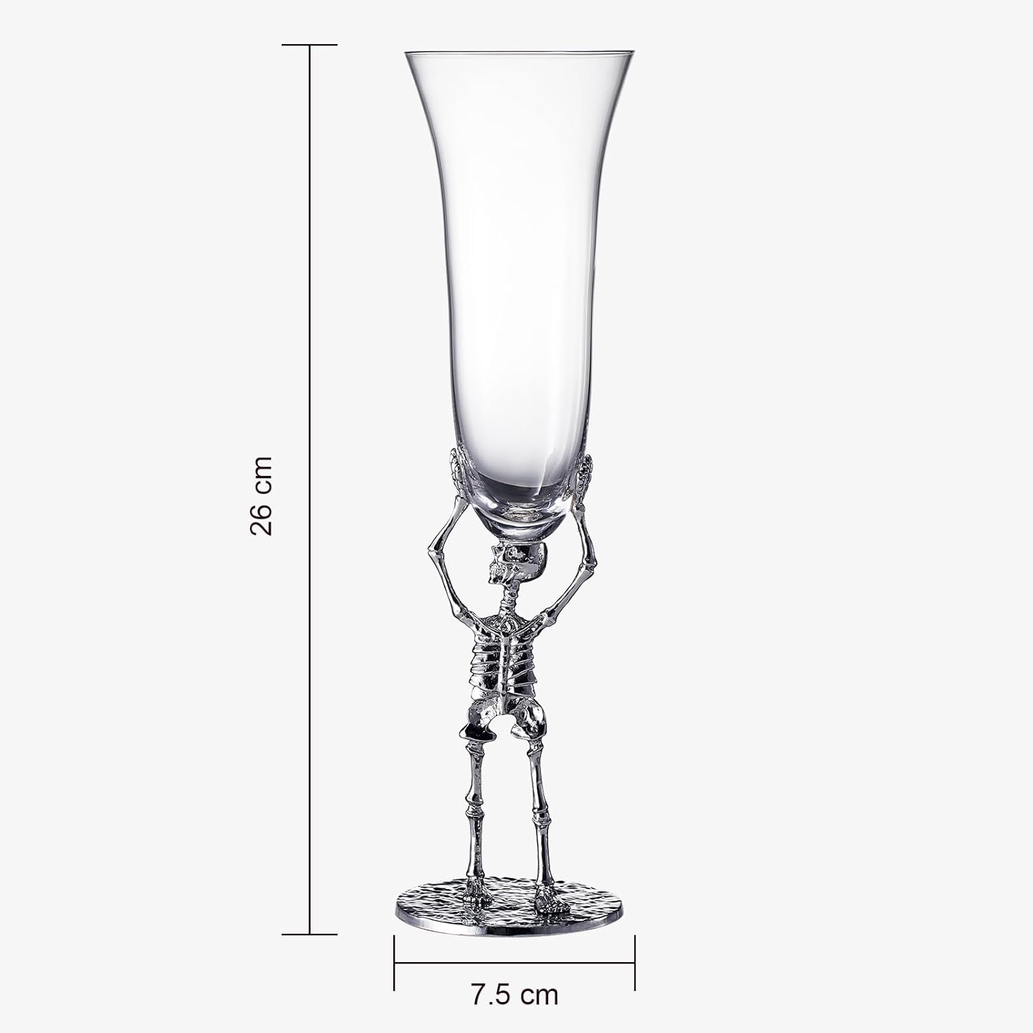 Stemmed Skeleton Champagne Flute Glass | Set of 2 | 7.5oz