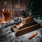 Tank Handcrafted Liquor Dispenser - Industrial Pipe Mahogany Wood-2
