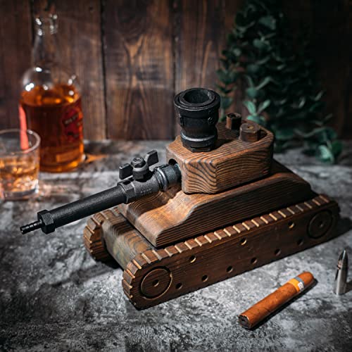 Tank Handcrafted Liquor Dispenser - Industrial Pipe Mahogany Wood-2