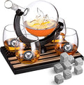 U.S. Navy Globe Whiskey Decanter Set with 4 Liquor Glasses-0