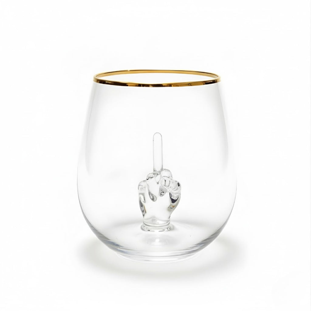 Savant Middle Finger Stemless Wine Glass – Funny Novelty Gift Drinkware-0