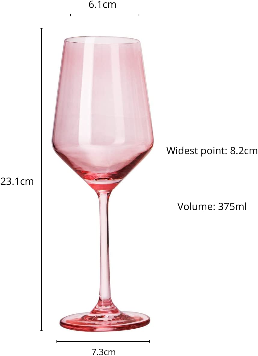 Set of 6 Colored Wine Glasses - 12 oz (Rose)-4