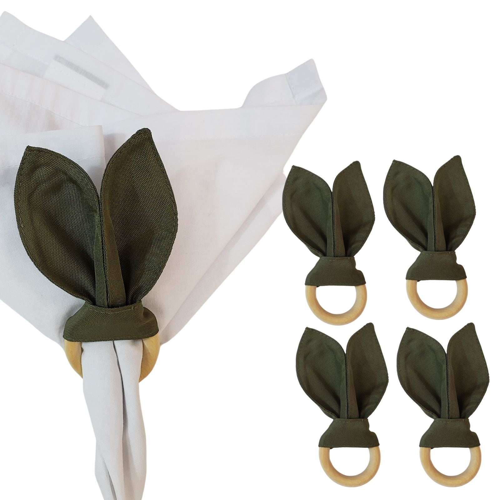 Maison Charlo | Easter Set of 4 Bonsai Bunny Ears Napkin Rings | Dining Table Decor-0
