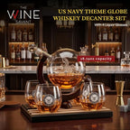 U.S. Navy Globe Whiskey Decanter Set with 4 Liquor Glasses-1