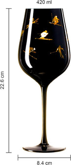 Crystal Stemmed Skiing, Apres Ski Skiier Wine Glasses - 1 Glass - 14oz