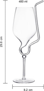 Straw Wine Glass, Spiral Vampire Wine Glass | 16oz-3