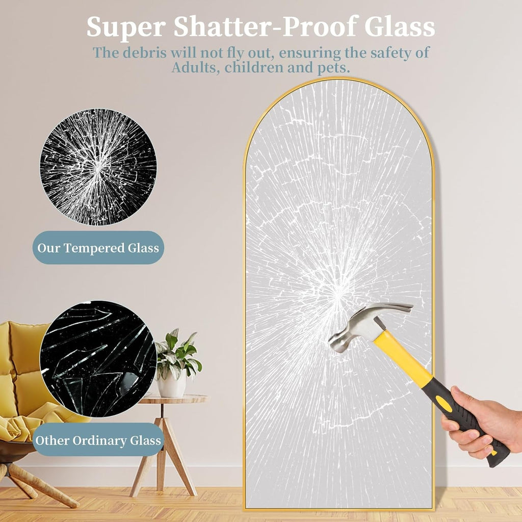 Full Length Floor Mirror 71x28 Inches Gold Aluminum Frame-3