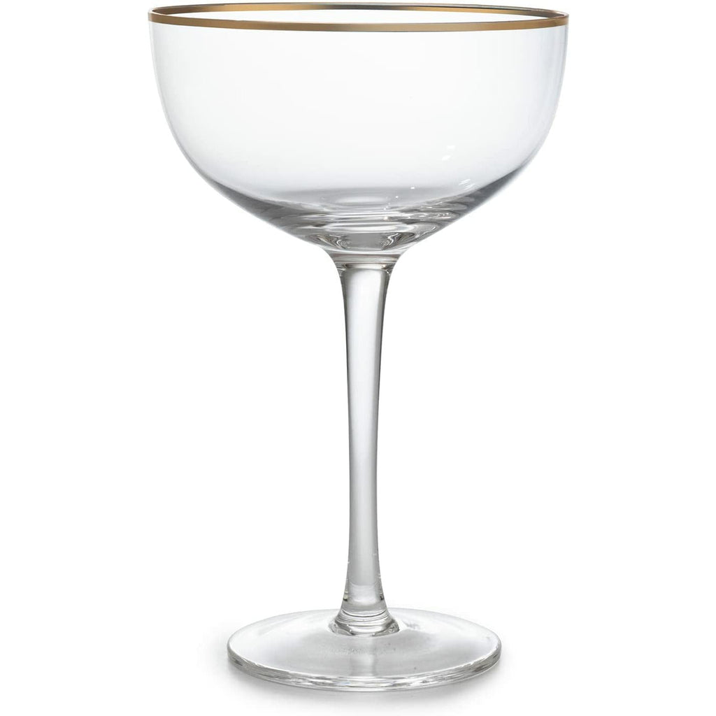 Vintage Crystal Champagne Coupe Gold Rim Glasses | Set of 4 | 7 oz-4