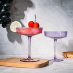 Ribbed Coupe Cocktail Glasses 8 oz | Set of 2 (Lavender, Set of 2)-1