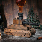 Tank Handcrafted Liquor Dispenser - Industrial Pipe Mahogany Wood-3