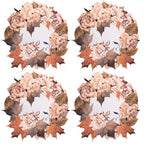 Set of 4 Waterproof Premium Placemats Thanksgiving Maple Flower Wreath-3