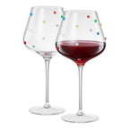 Confetti Stemmed Wine Glasses Set of 2, 20oz Multicolor Clear Glass-0
