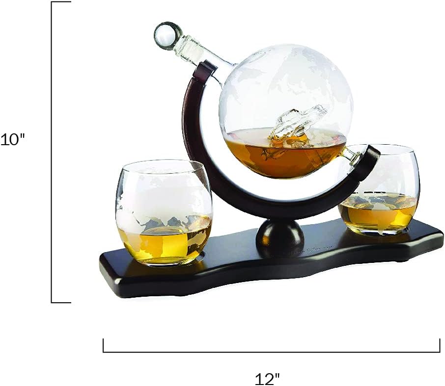 Globe Car Whiskey Decanter - 2 Globe Glasses-3